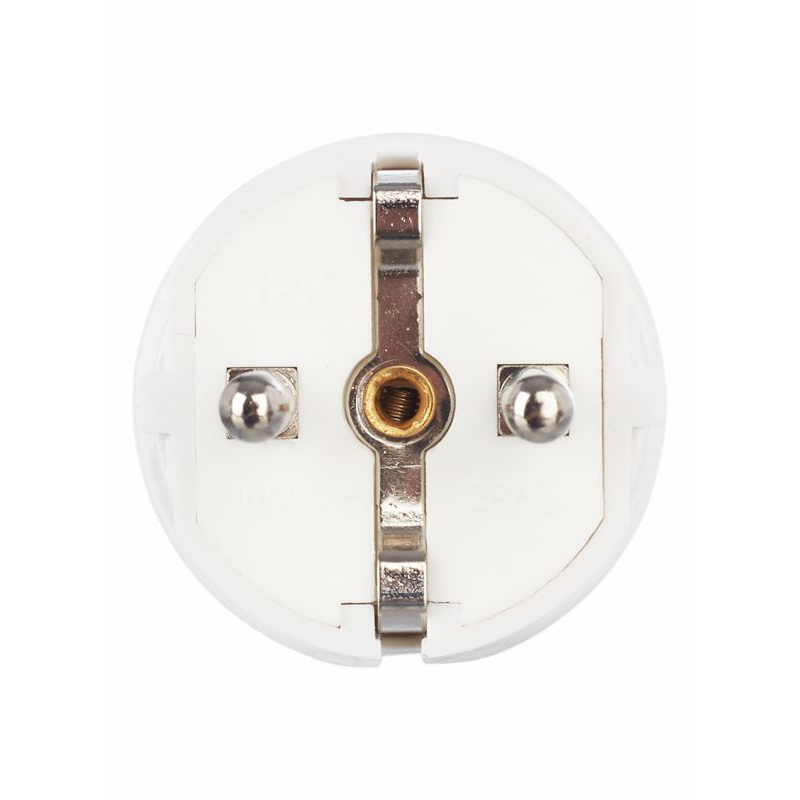 Вилка разборная прямая ВПп10-01-Ст с заземляющим контактом 16А белая IEK