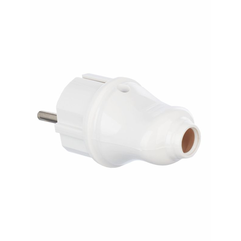 Вилка разборная прямая ВПп10-01-Ст с заземляющим контактом 16А белая IEK