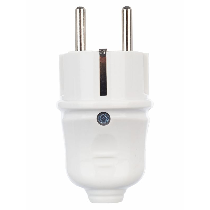 Вилка разборная прямая ВПп10-01-Ст с заземляющим контактом 16А белая IEK