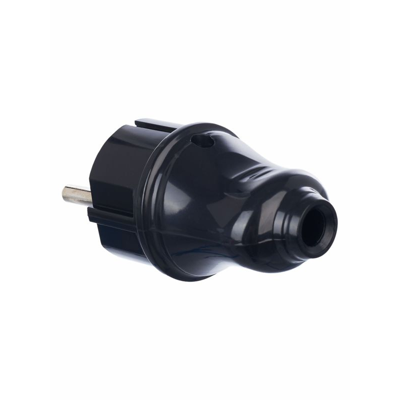 Вилка разборная прямая ВПп10-02-Ст с заземляющим контактом 16А черная IEK