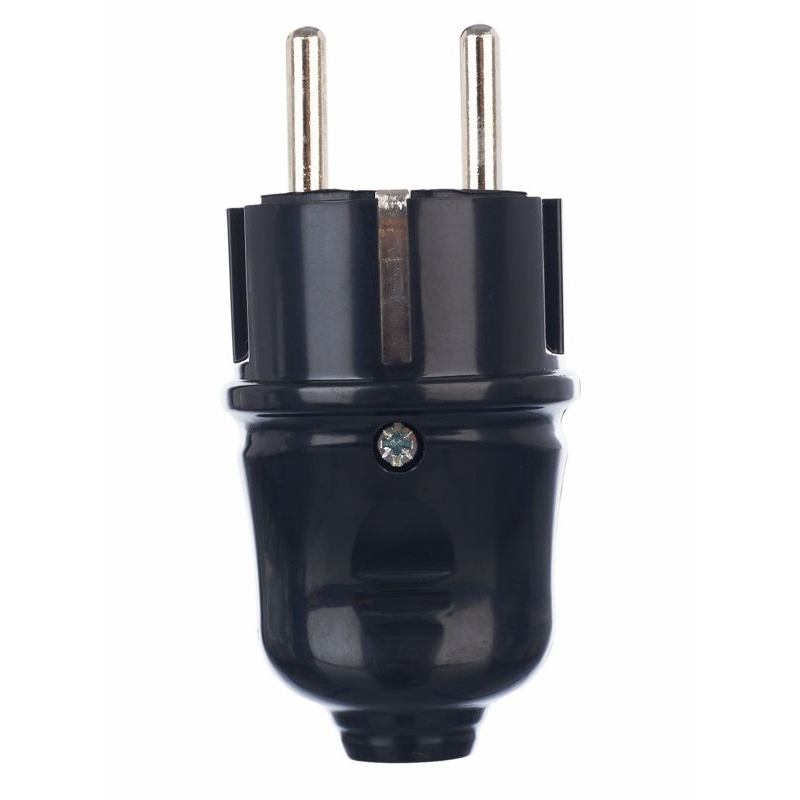 Вилка разборная прямая ВПп10-02-Ст с заземляющим контактом 16А черная IEK