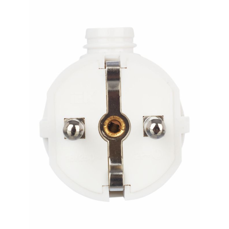 Вилка разборная угловая ВПу11-01-Ст с заземляющим контактом 16А белая IEK