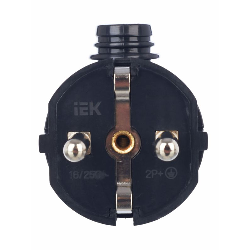 Вилка разборная угловая ВПу11-02-Ст с заземляющим контактом 16А черная IEK