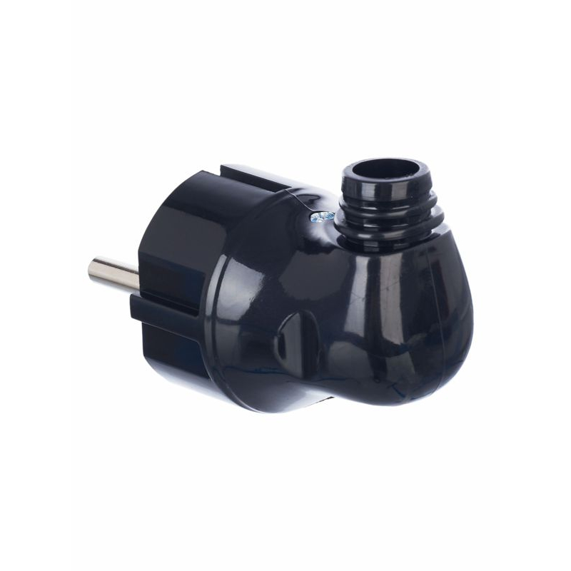 Вилка разборная угловая ВПу11-02-Ст с заземляющим контактом 16А черная IEK