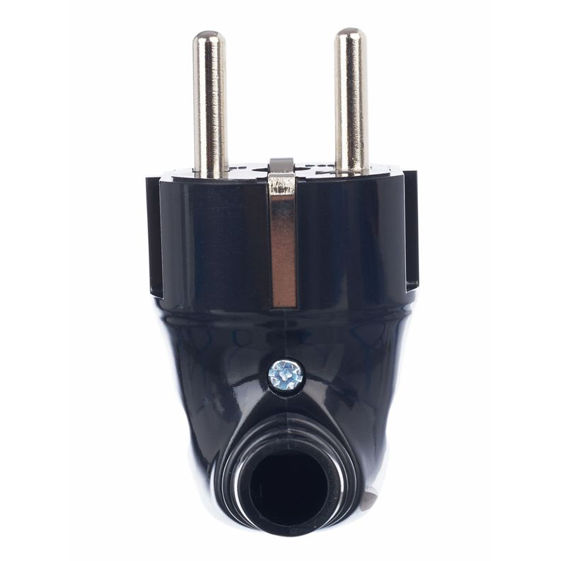 Вилка разборная угловая ВПу11-02-Ст с заземляющим контактом 16А черная IEK