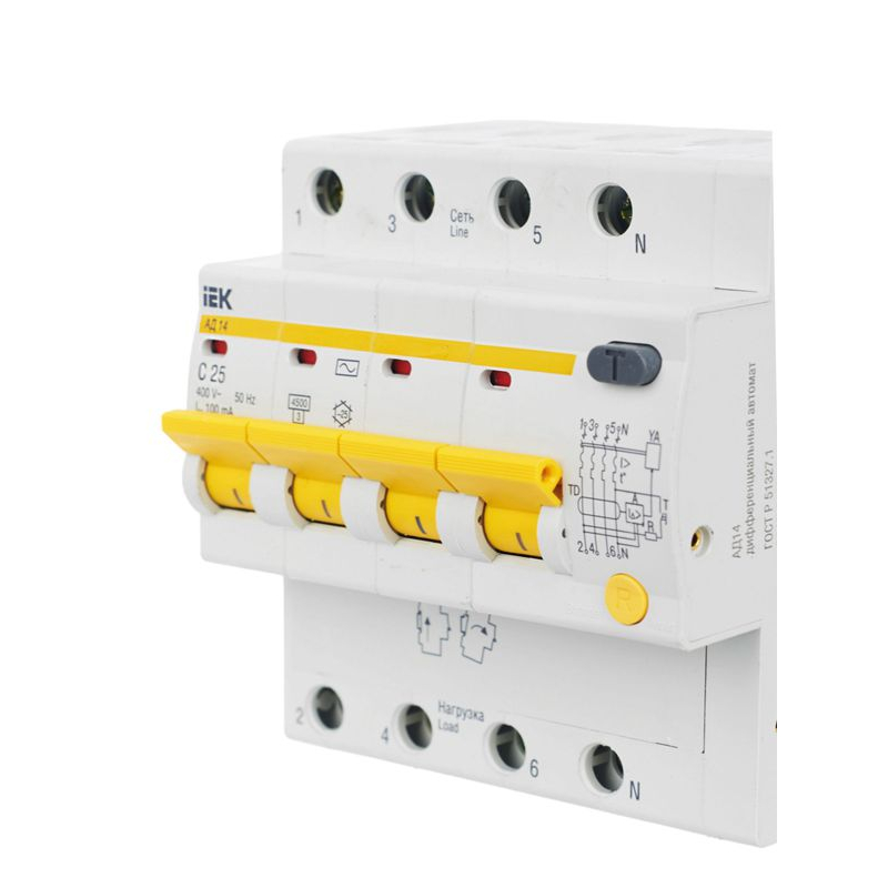 KARAT Дифференциальный автомат АД14 4P 25А 100мА тип AC IEK