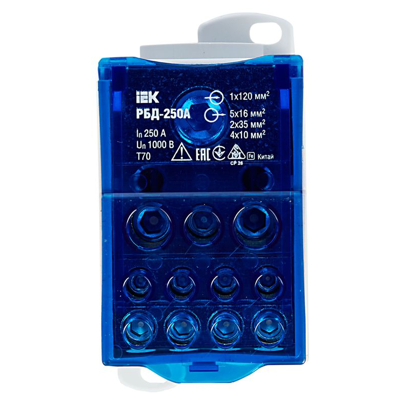 Блок распределительный РБД-250А на DIN-рейку IEK