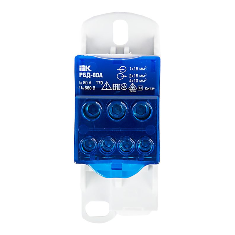 Блок распределительный РБД-80А на DIN-рейку IEK