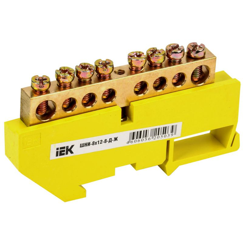 Шина PE земля на DIN-изол ШНИ-8х12-8-Д-Ж IEK