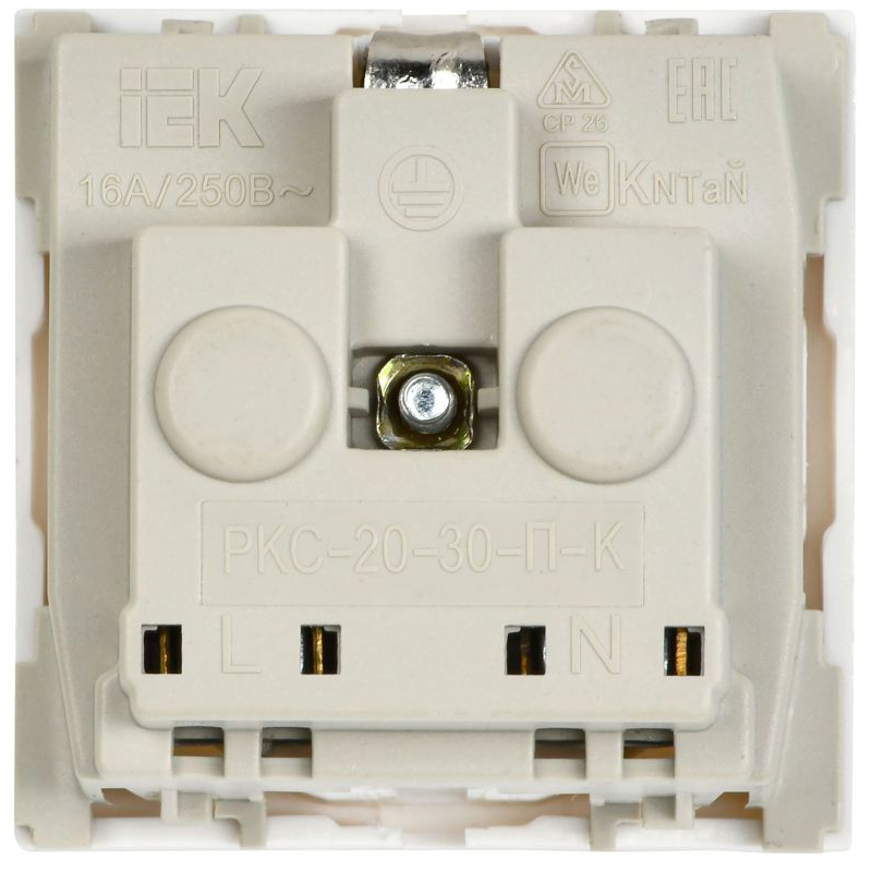 РКС-20-30-П-К Розетка с з/к 2к (на 2 модуля) ПРАЙМЕР белая IEK