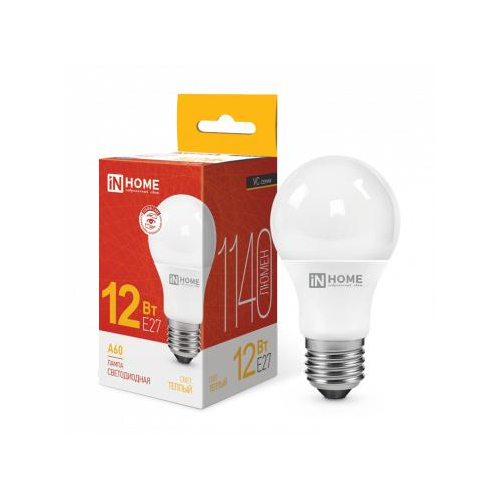 Лампа светодиодная LED-A60-VC 12Вт 230В E27 3000К 1080лм IN HOME 4690612020235