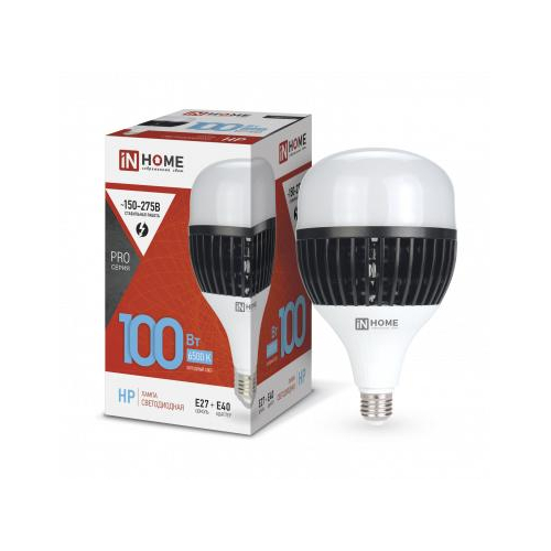 Лампочка светодиодная LED-HP-PRO 100Вт, 6500К, свет холодный белый E27 9000 лм 150-275 В, с адаптером E40