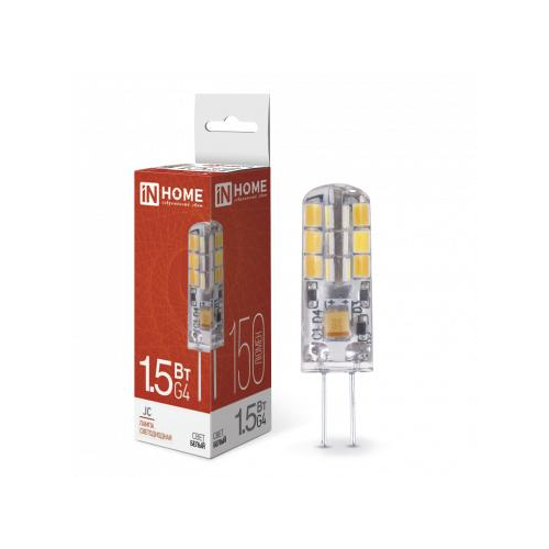 Лампа светодиодная LED-JC 1.5Вт 12В 4000К нейтр. бел. G4 150лм IN HOME 4690612035963