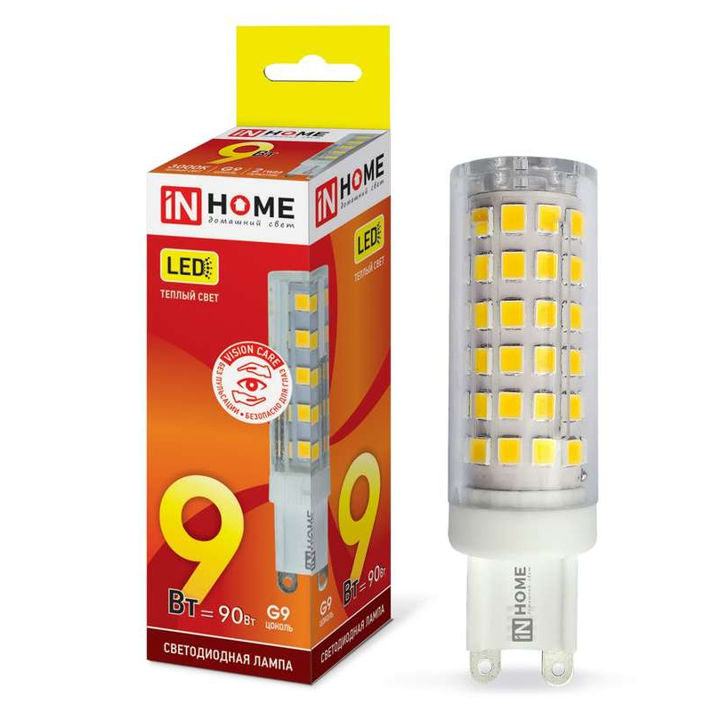 Лампа светодиодная LED-JCD-VC 9Вт 230В G9 3000К 810Лм IN HOME 4690612019925