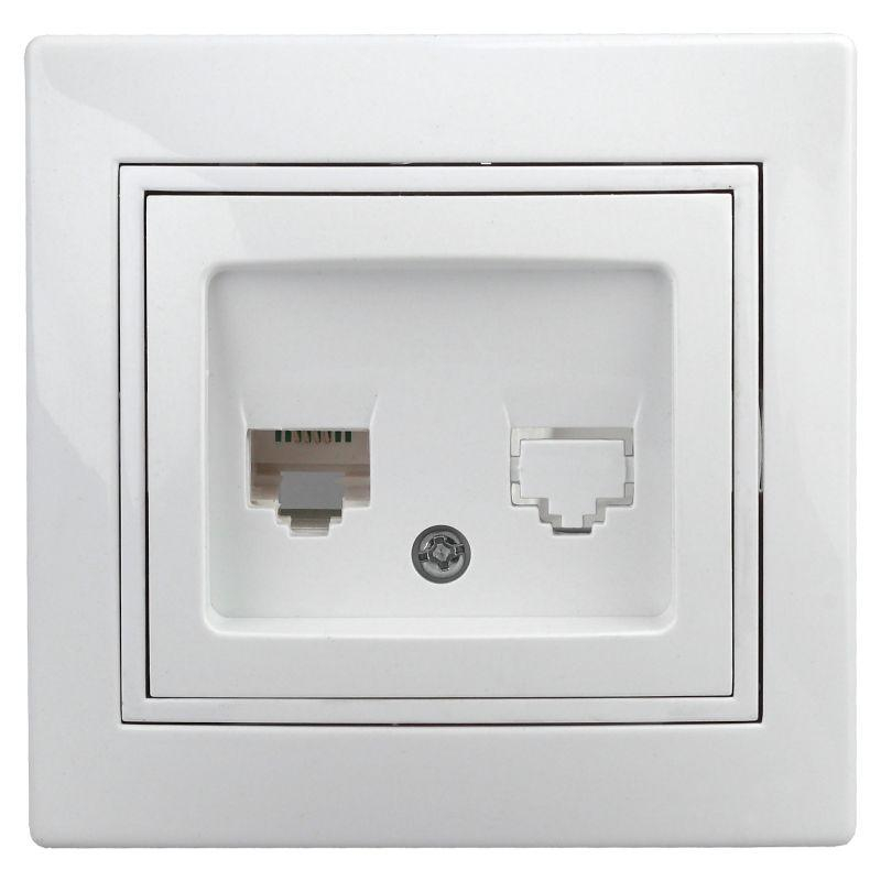 Розетка компьютерная СП Plano 1Э-303-01 RJ45 бел. Intro Б0038835