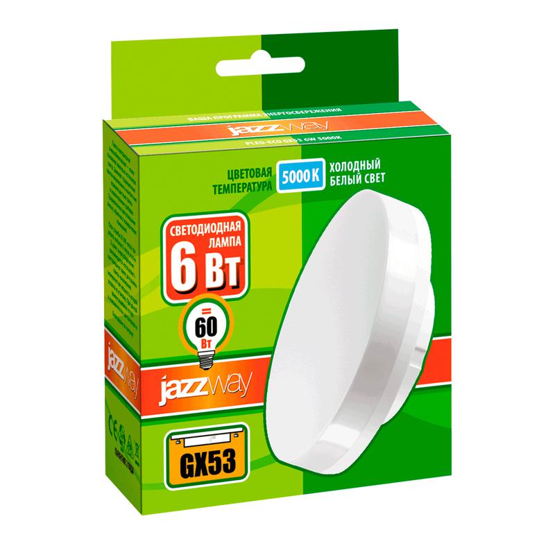 Лампа светодиодная PLED-ECO-GX53 6Вт таблетка 5000К frost холод. бел. GX53 460лм 230В JazzWay 2852007