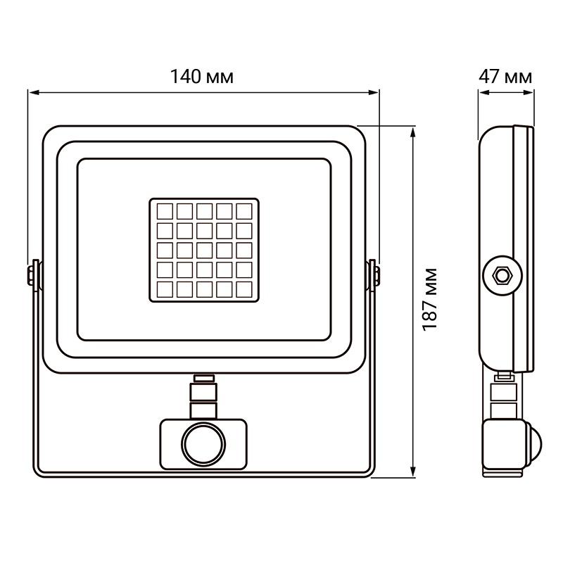Прожектор светодиодный PFL-SC SMD sensor 30Вт 6500К IP54 матов. стекло JazzWay 5001411