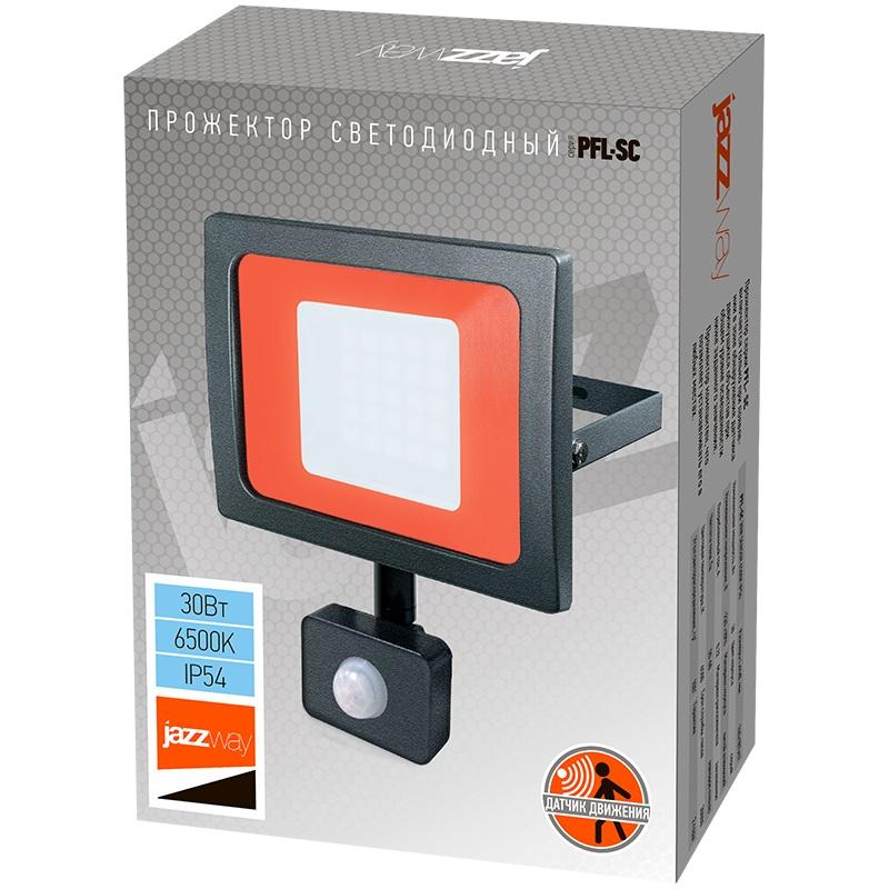 Прожектор светодиодный PFL-SC SMD sensor 30Вт 6500К IP54 матов. стекло JazzWay 5001411