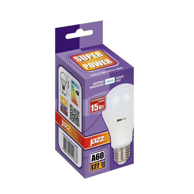 Лампа светодиодная PLED- SP A60 15Вт E27 4000К 230/50 JazzWay 5019638