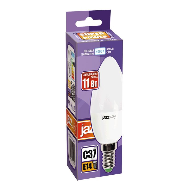 Лампа светодиодная PLED- SP C37 11Вт E14 4000К 230/50 JazzWay 5019188