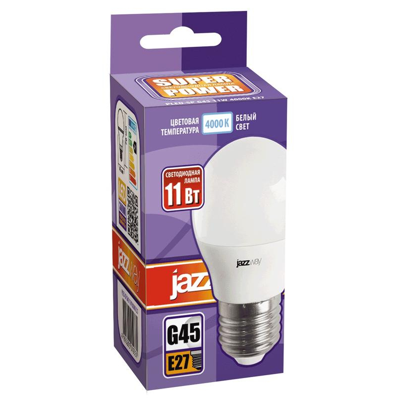 Лампа светодиодная PLED- SP G45 11Вт E27 4000К 230/50 JazzWay 5019362