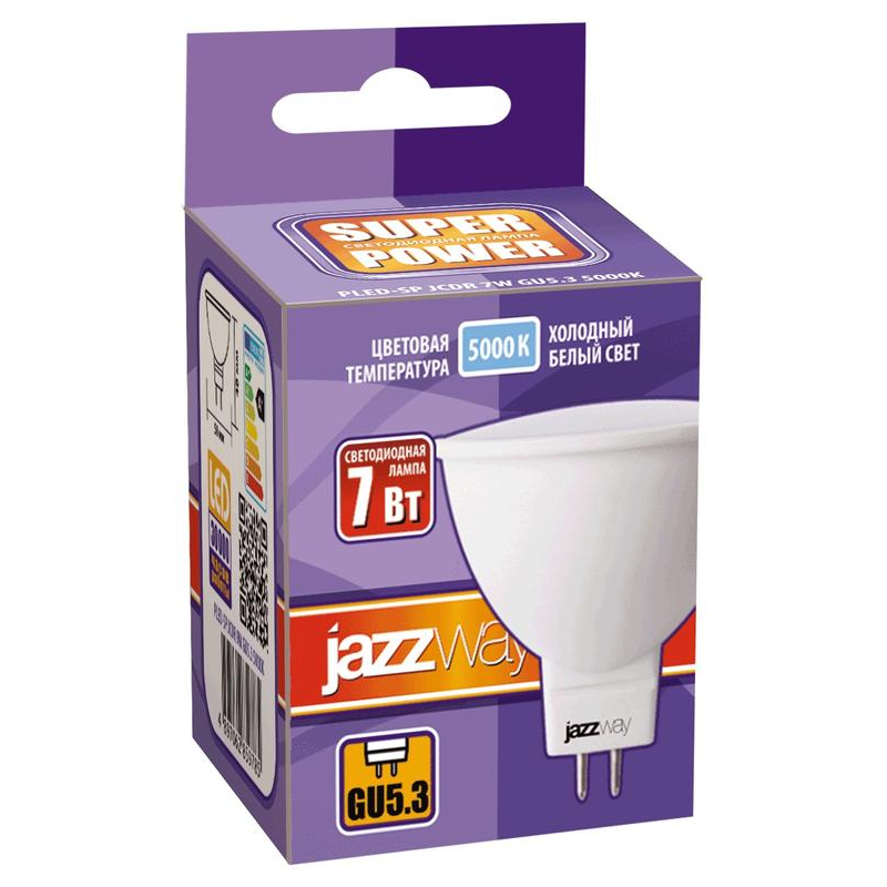 Лампа светодиодная PLED-SP JCDR 7Вт 5000К холод. бел. GU5.3 520лм 230В JazzWay 1033536