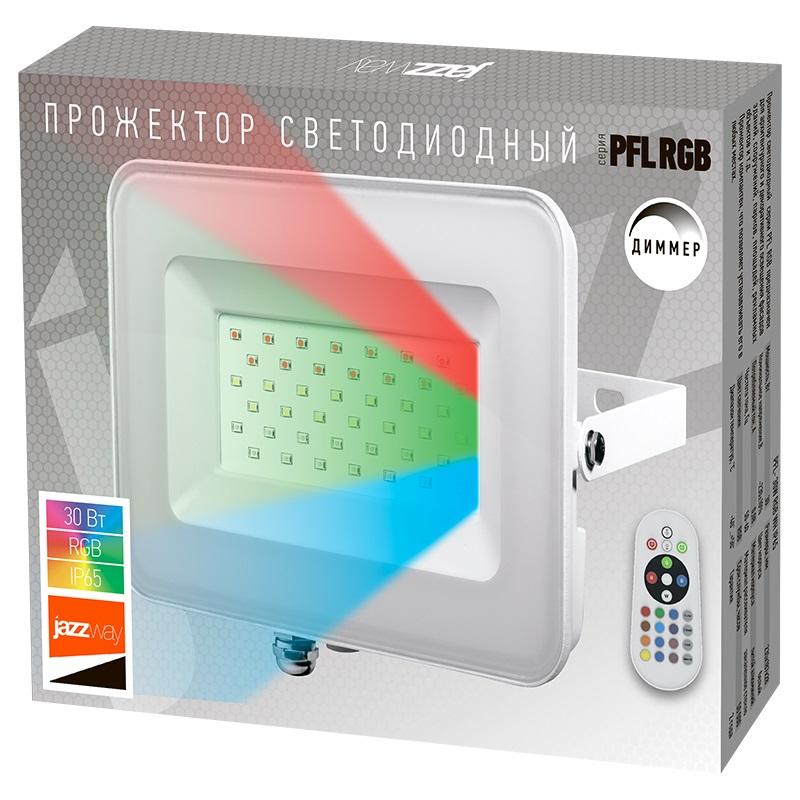 Прожектор светодиодный PFL- 30Вт RGB WH IP65 JazzWay 5012103