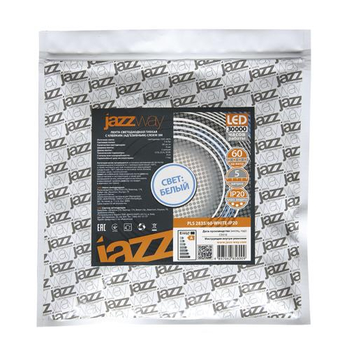 Лента светодиодная PLS 2835/120-12V-W 12Вт/м IP20 бел. свет (уп.5м) JazzWay 2859051