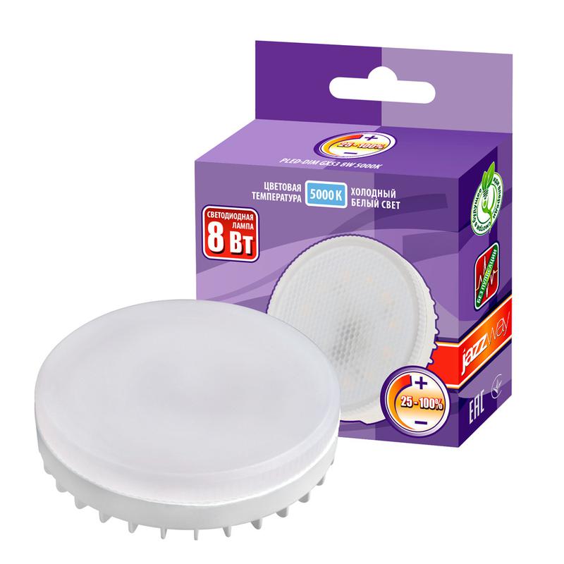 Лампа светодиодная PLED- DIM GX53 8Вт 5000К 640лм 230/50 диммир. JazzWay 5011281