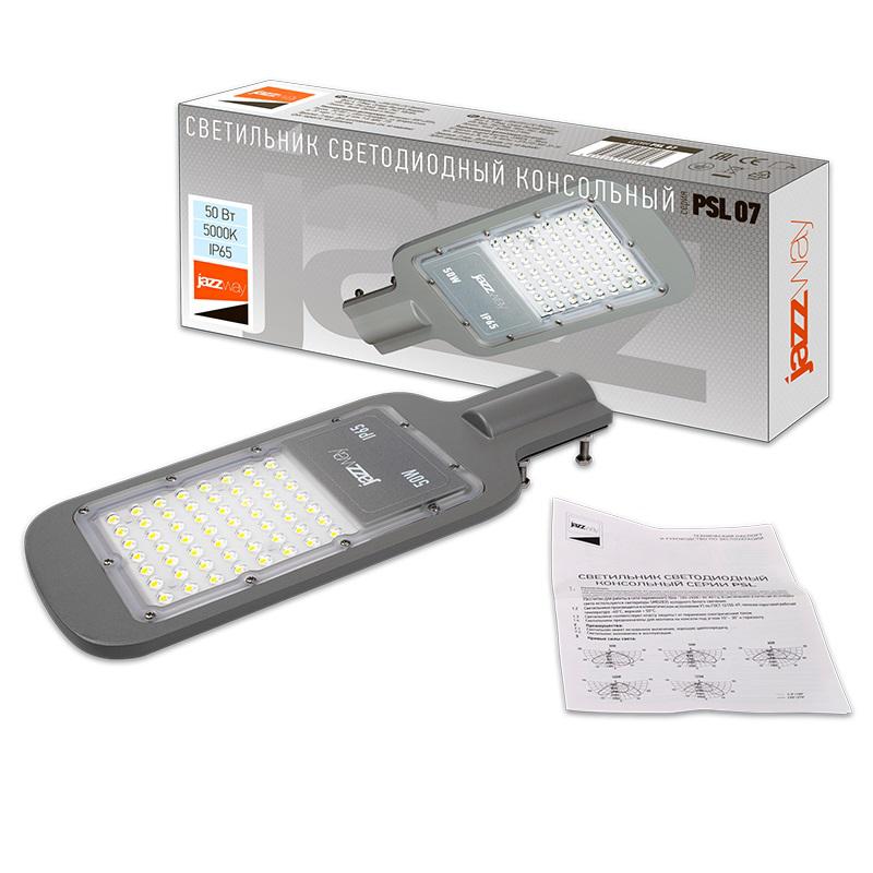Светильник светодиодный уличный ДКУ-50Вт 5000К 5500Лм посадочный диаметр 40 класс энергоэффективности A++ индекс Ra>70 -40...+50?C IP65 гарантия 3года JazzWay (5041059)