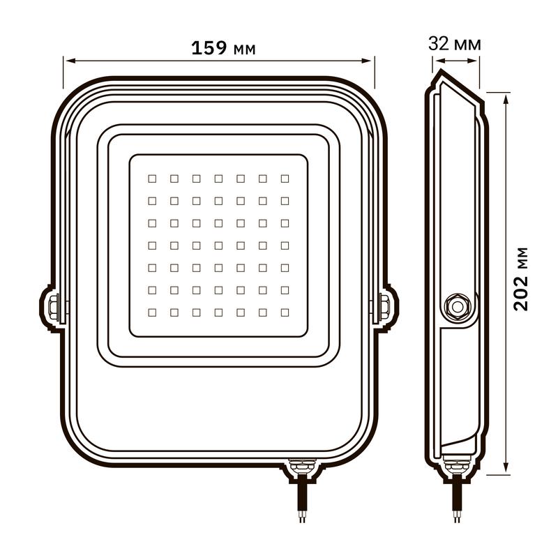 Прожектор светодиодный ДО-50Вт 6500К 4500Лм IP65 PFL-V 185-260В угол светораспределения 100° -40... +50°С литой алюминий индекс Ra>80 Jazzway