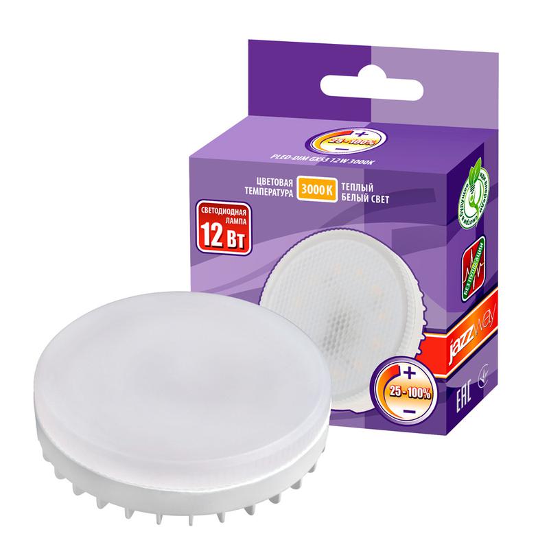 Лампа светодиодная LED-12w 3000K GX53 диммируемая Jazzway (5018396)