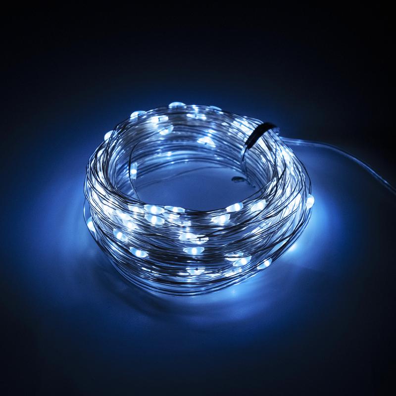 Садово-парковый светильник светодиодный SLR-G03-100W садовый нить, 100LED свет холодный белый, солнечная батарея