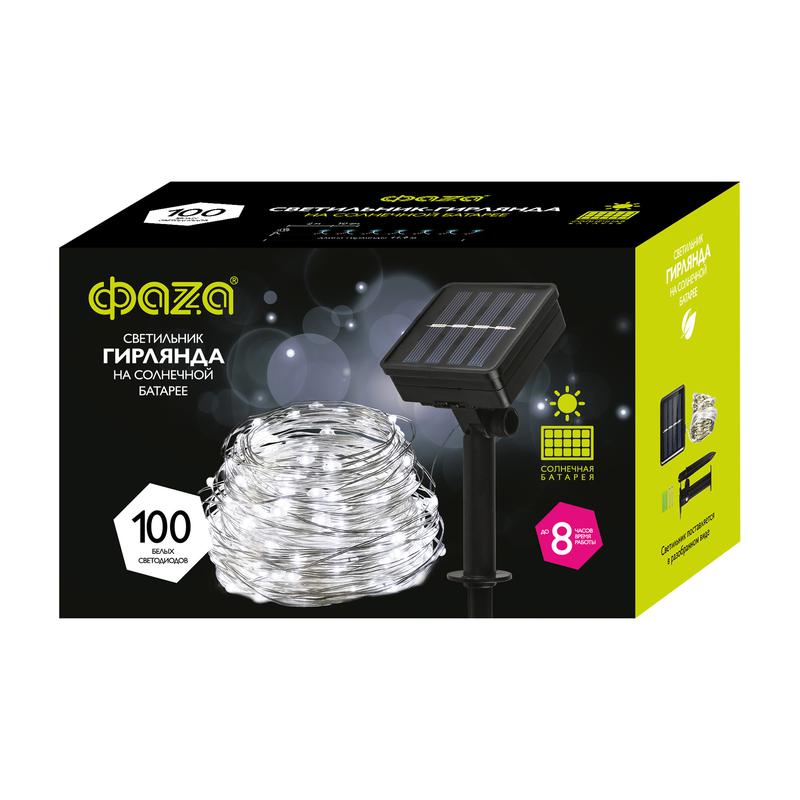 Садово-парковый светильник светодиодный SLR-G03-100W садовый нить, 100LED свет холодный белый, солнечная батарея