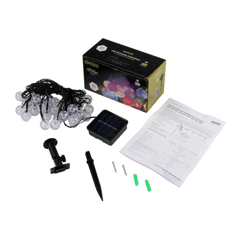 Светильник светодиодный SLR-G05-30M садовый гирлянда шарики мультицвет солнечная батарея ФАZА 5033375