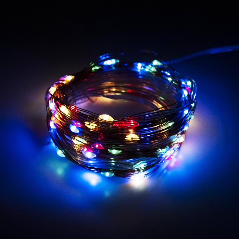 Светильник светодиодный SLR-G03-200M садовый нить 200LED мультицвет садовый с колышком солнечная батарея ФАZА 5036406