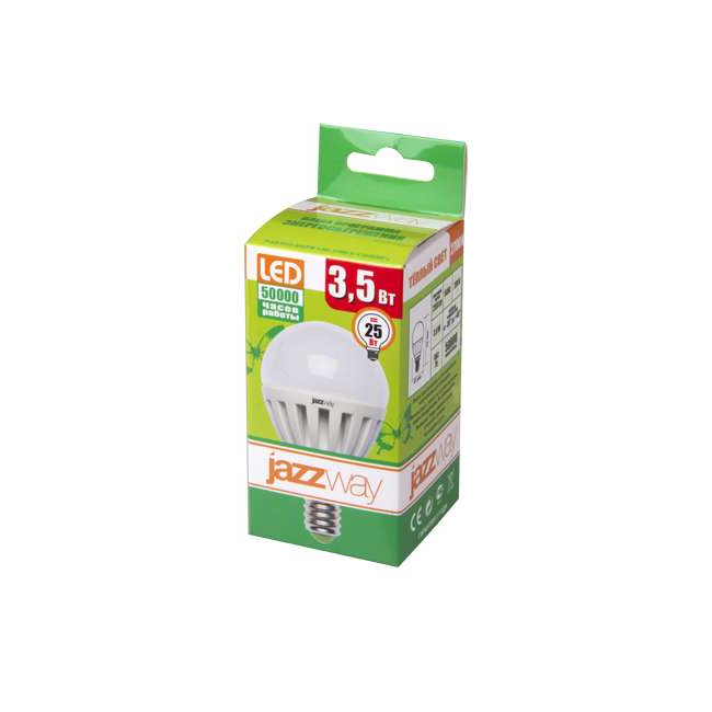 Лампа светодиодная PLED-Eco-G45/PW 3.5Вт шар 4000К нейтр. бел. E14 250лм 230В JazzWay 1006417