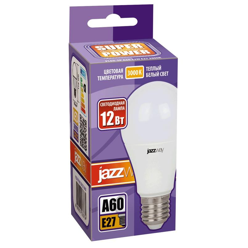 Лампа светодиодная PLED-SP A60 12Вт грушевидная 3000К тепл. бел. E27 1080лм 230В JazzWay 1033703