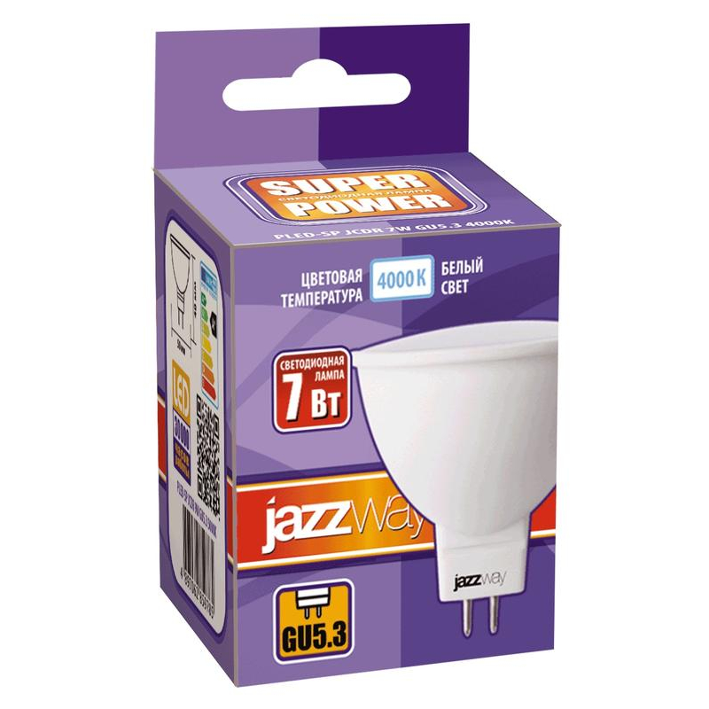 Лампа светодиодная PLED-SP JCDR 7Вт 4000К бел. GU5.3 520лм 230В JazzWay 1033512