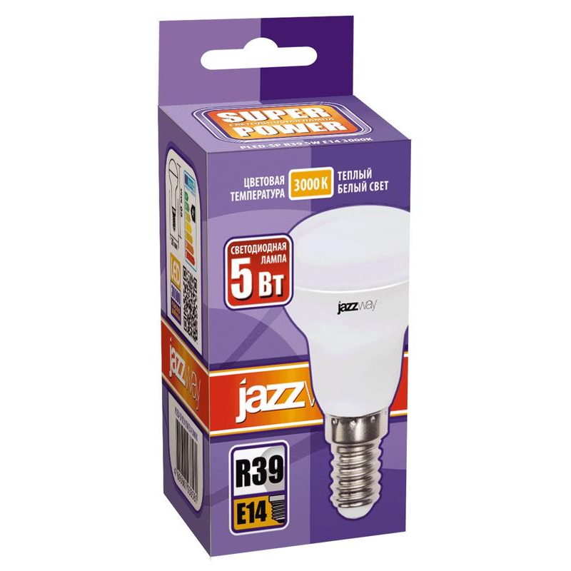 Лампа светодиодная PLED-SP R39 5Вт 3000К тепл. бел. E14 400лм 230В JazzWay 1033581
