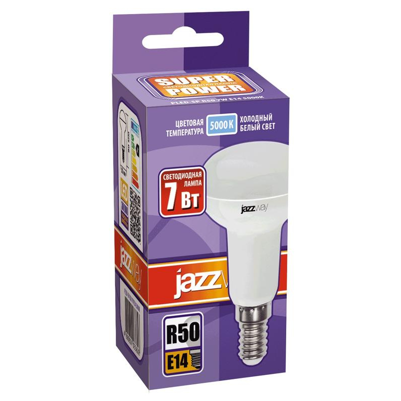 Лампа светодиодная PLED-SP R50 7Вт 5000К холод. бел. E14 540лм 230В JazzWay 1033635