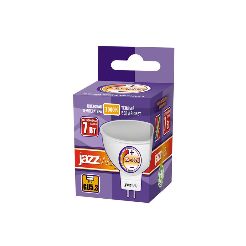 Лампа светодиодная PLED-DIM JCDR 7Вт 3000К тепл. бел. GU5.3 540лм 220-240В диммир. JazzWay 1035400
