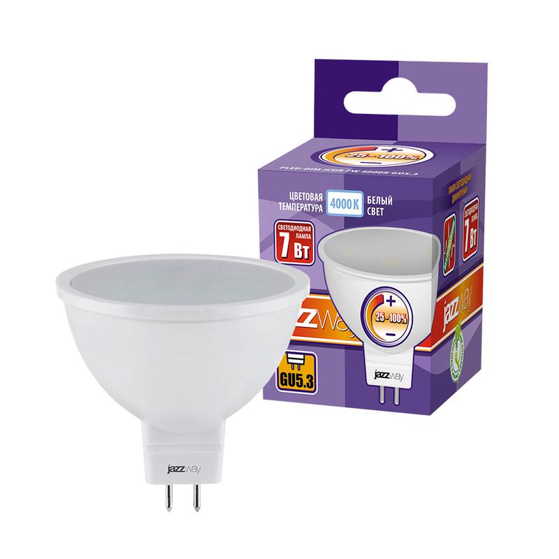 Лампа светодиодная PLED-DIM JCDR 7Вт 4000К бел. GU5.3 540лм 220-240В диммир. JazzWay 1035431