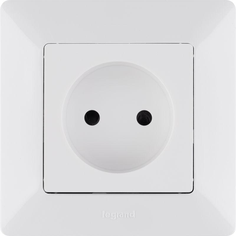 Механизм розетки 1-м СП Valena Life 16А IP20 250В 2P защ. шторки безвинт. клеммы с лицев. панелью бел. Leg 753416