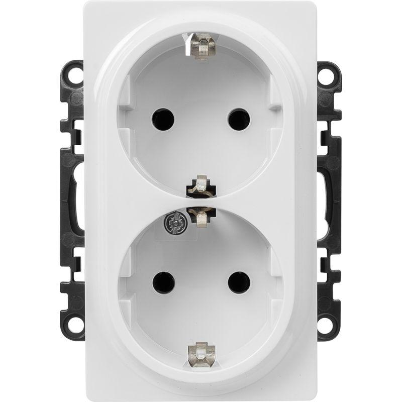 Механизм розетки 2-м СП Valena Life 16А IP20 250В 2х2P+E безвинт. клеммы с лицев. панелью бел. Leg 753127