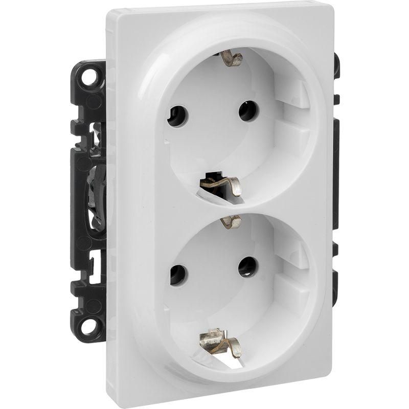 Механизм розетки 2-м СП Valena Life 16А IP20 250В 2х2P+E безвинт. клеммы с лицев. панелью бел. Leg 753127