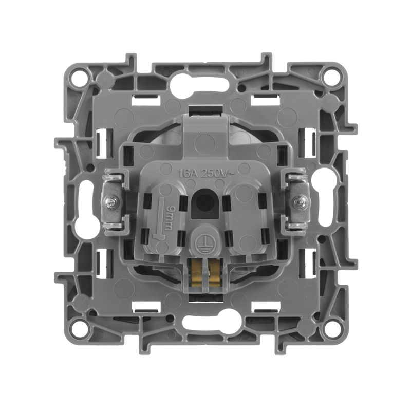 Механизм розетки 1-м СП Etika 16А IP31 250В 2P+E с заземл. защ. шторки немецк. стандарт винт. клеммы антрацит Leg 672622