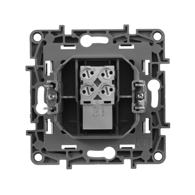 Механизм розетки телеф. 1-м СП Etika RJ11 алюм. Leg 672440