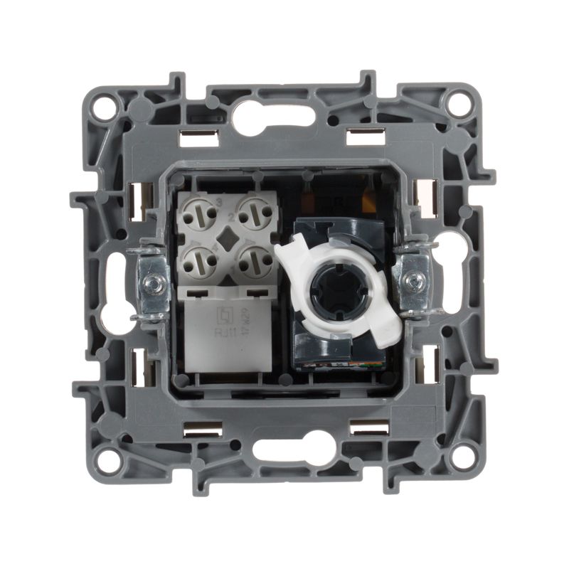 Механизм розетки комп. + телеф. 1-м СП Etika RJ11 + RJ45 CAT.5E UTP сл. кость Leg 672352