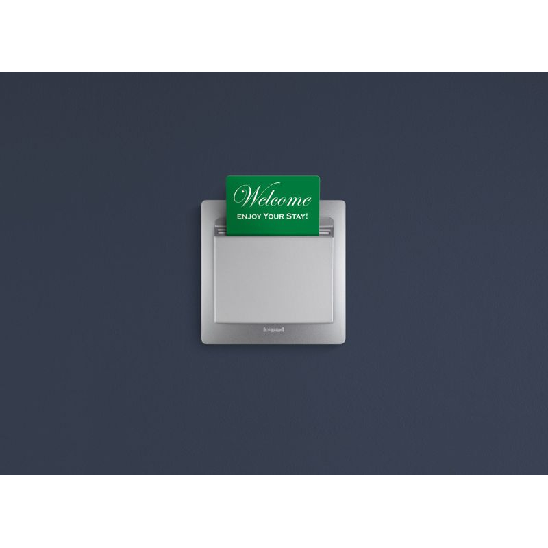 Механизм выключателя карточного 1-кл. СП Etika 2А IP20 с выдержкой времени и подсветкой для гостиничных номеров алюм. Leg 672493